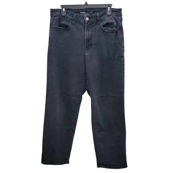 Old Navy High Rise Loose Women's Faded Black Denim Zip Fly‎ Mom Jeans Size 12 - Picture 1 of 7